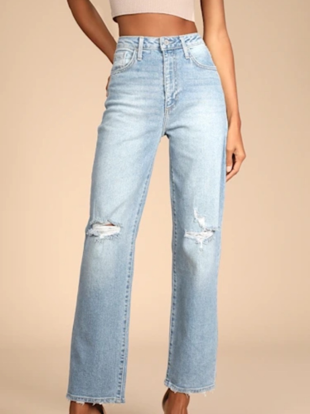 Hidden Logan Light Wash Distressed Dad Jeans